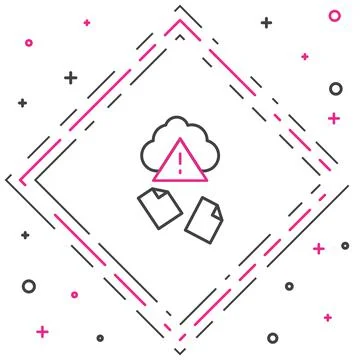 Line Cloud hacking icon isolated on white background. Cloud leak. Colorful 스톡 일러스트