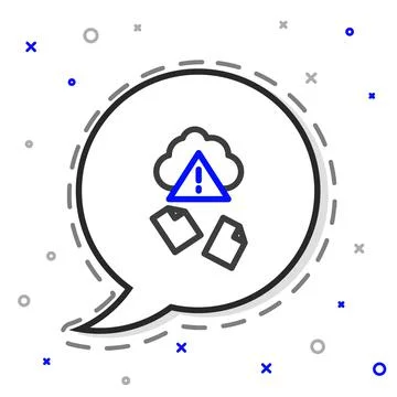 Line Cloud hacking icon isolated on white background. Cloud leak. Colorful Stock Illustration