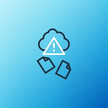 Line Cloud hacking icon isolated on blue background. Cloud leak. Colorful Illustrazione stock