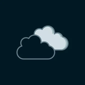 Line Cloud icon isolated on black background. Flat filled outline style wit.. イラスト素材