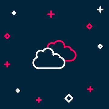 Line Cloud icon isolated on blue background. Colorful outline concept. Vector Illustrazione stock
