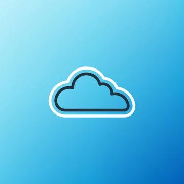 Line Cloud icon isolated on blue background. Colorful outline concept. Vector Stock Illustration