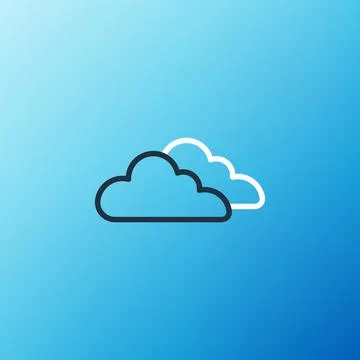 Line Cloud icon isolated on blue background. Colorful outline concept. Vector Illustrazione stock