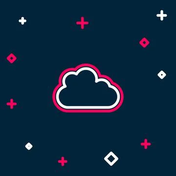 Line Cloud icon isolated on blue background. Colorful outline concept. Vector Stock Illustration
