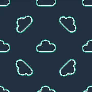 Line Cloud icon isolated seamless pattern on black background. Vector Illustrazione stock