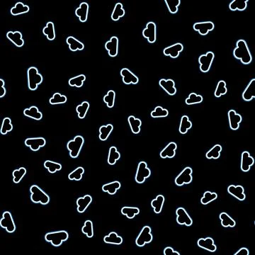 Line Cloud icon isolated seamless pattern on black background. Vector イラスト素材