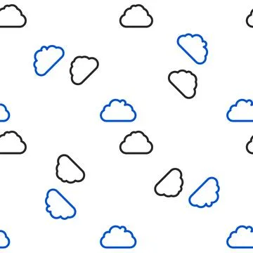 Line Cloud icon isolated seamless pattern on white background. Colorful outline Stock Illustration