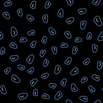 Line Cloud icon isolated seamless pattern on black background. Vector Illustrazione stock