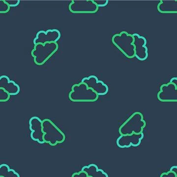 Line Cloud icon isolated seamless pattern on blue background. Vector 스톡 일러스트