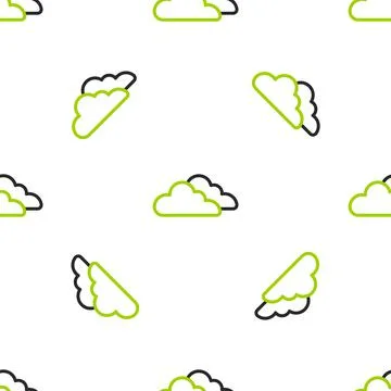 Line Cloud icon isolated seamless pattern on white background. Vector 스톡 일러스트