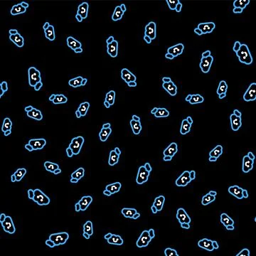 Line Cloud icon isolated seamless pattern on black background. Vector Stock Illustration