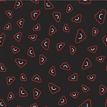 Line Cloud icon isolated seamless pattern on black background. Vector Stock Illustration