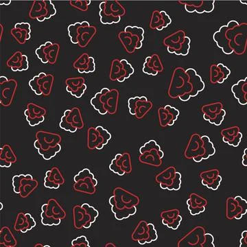 Line Cloud icon isolated seamless pattern on black background.  Vector Illustrazione stock