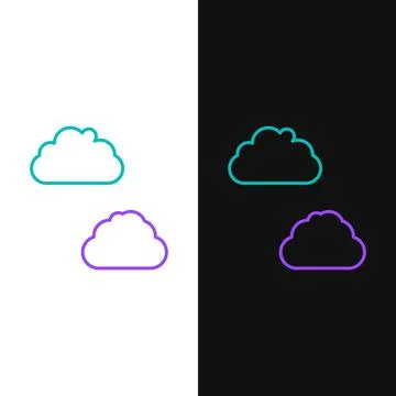 Line Cloud icon isolated on white and black background. Colorful outline concept Stockillustratie