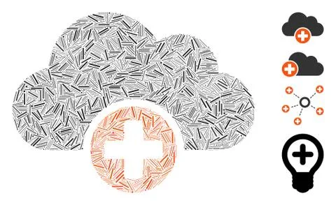 Line Cloud Medicine Icon Vector Mosaic Stock Illustration