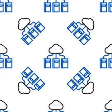 Line Cloud or online library icon isolated seamless pattern on white background Stock Illustration