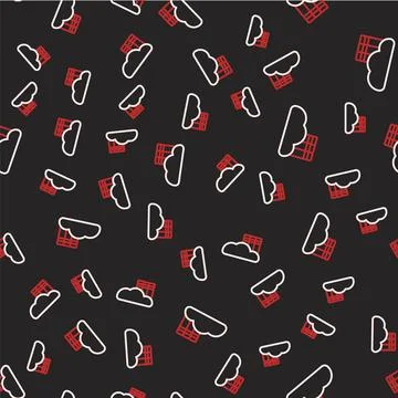 Line Cloud or online library icon isolated seamless pattern on black background イラスト素材