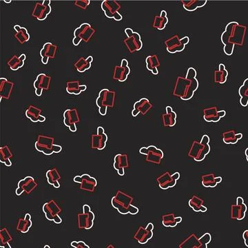 Line Cloud or online library icon isolated seamless pattern on black background Illustrazione stock