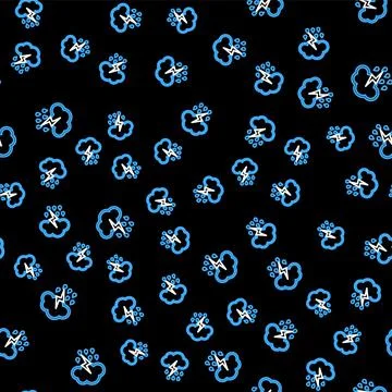 Line Cloud with rain and lightning icon isolated seamless pattern on black イラスト素材