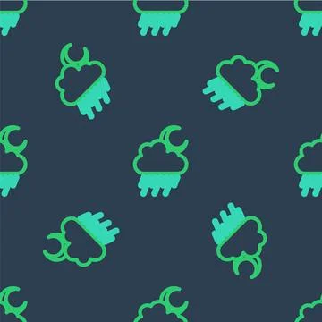 Line Cloud with rain and moon icon isolated seamless pattern on blue background イラスト素材