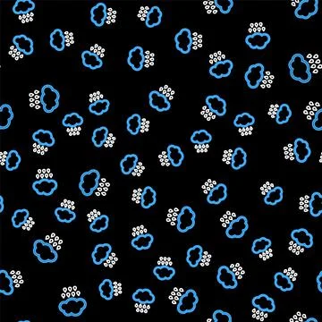 Line Cloud with rain icon isolated seamless pattern on black background. Rain Stock Illustration
