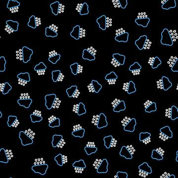 Line Cloud with rain icon isolated seamless pattern on black background. Rain Stock Illustration