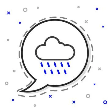 Line Cloud with rain icon isolated on white background. Rain cloud precipitation 스톡 일러스트