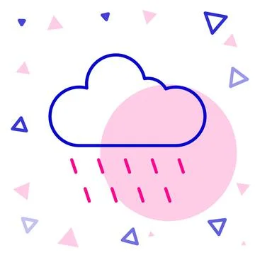 Line Cloud with rain icon isolated on white background. Rain cloud precipitation Stock Illustration