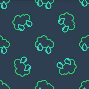 Line Cloud with rain icon isolated seamless pattern on blue background. Rain Stock Illustration