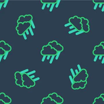 Line Cloud with rain icon isolated seamless pattern on blue background. Rain Stock Illustration