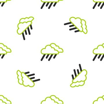 Line Cloud with rain icon isolated seamless pattern on white background. Rain Illustrazione stock