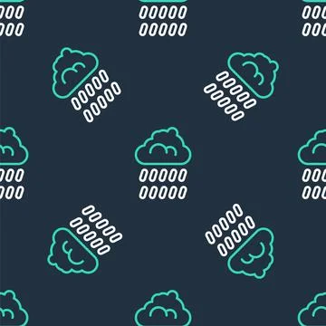 Line Cloud with rain icon isolated seamless pattern on black background. Rain Stock Illustration