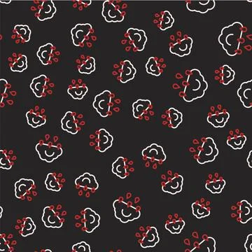 Line Cloud with rain icon isolated seamless pattern on black background. Rain Illustrazione stock