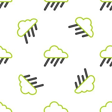 Line Cloud with rain icon isolated seamless pattern on white background. Rain Illustrazione stock