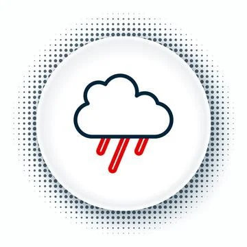 Line Cloud with rain icon isolated on white background. Rain cloud precipitation Stock Illustration