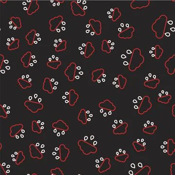 Line Cloud with rain icon isolated seamless pattern on black background. Rain 스톡 일러스트