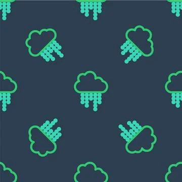 Line Cloud with rain icon isolated seamless pattern on blue background. Rain Stock Illustration