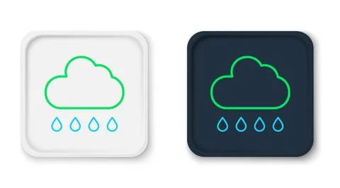 Line Cloud with rain icon isolated on white background. Rain cloud precipitation Stockillustratie