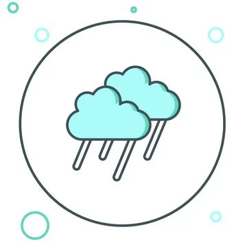 Line Cloud with rain icon isolated on white background. Rain cloud precipit.. Stock Illustration