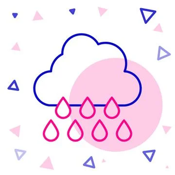 Line Cloud with rain icon isolated on white background. Rain cloud precipit.. Stock Illustration