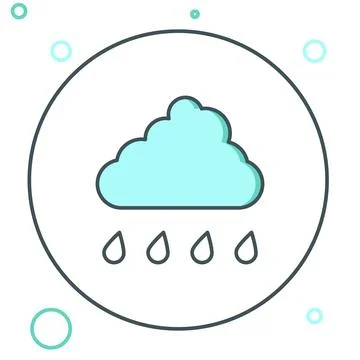Line Cloud with rain icon isolated on white background. Rain cloud precipit.. Stock Illustration
