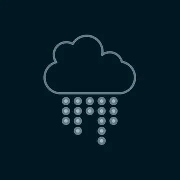 Line Cloud with rain icon isolated on black background. Rain cloud precipit.. Stock Illustration