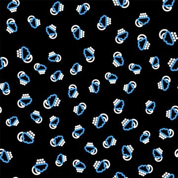 Line Cloud with snow and moon icon isolated seamless pattern on black background Stock Illustration