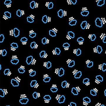 Line Cloud with snow and rain icon isolated seamless pattern on black background Stock Illustration