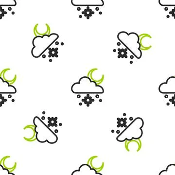 Line Cloud with snow and sun icon isolated seamless pattern on white background Stock Illustration
