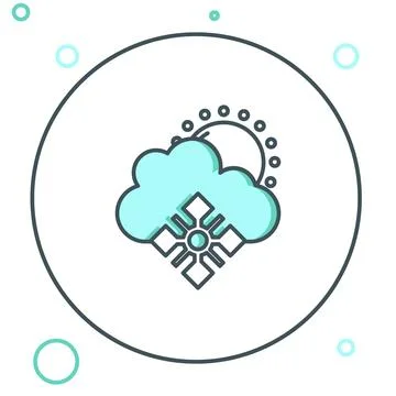 Line Cloud with snow and sun icon isolated on white background. Cloud with .. Stock-Illustration