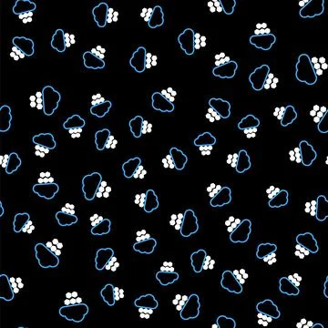 Line Cloud with snow icon isolated seamless pattern on black background. Cloud Stock Illustration