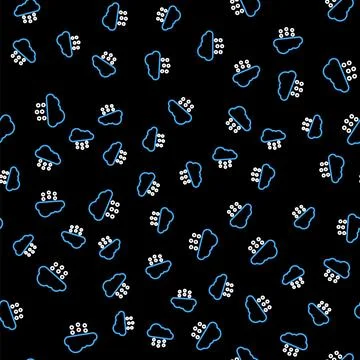 Line Cloud with snow icon isolated seamless pattern on black background. Cloud Stock Illustration