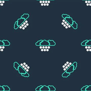 Line Cloud with snow icon isolated seamless pattern on black background. Cloud Stock Illustration