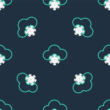 Line Cloud with snow icon isolated seamless pattern on black background. Cloud Illustrazione stock